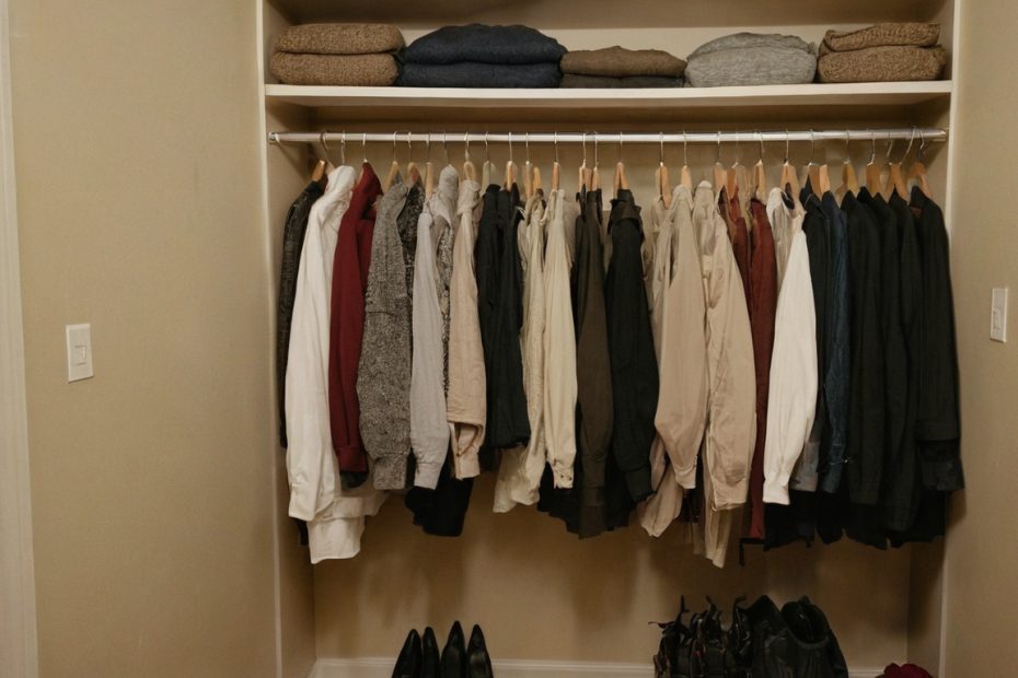 Which closet layout fits the most clothes: single-hang, double-hang, or split storage editorial visual