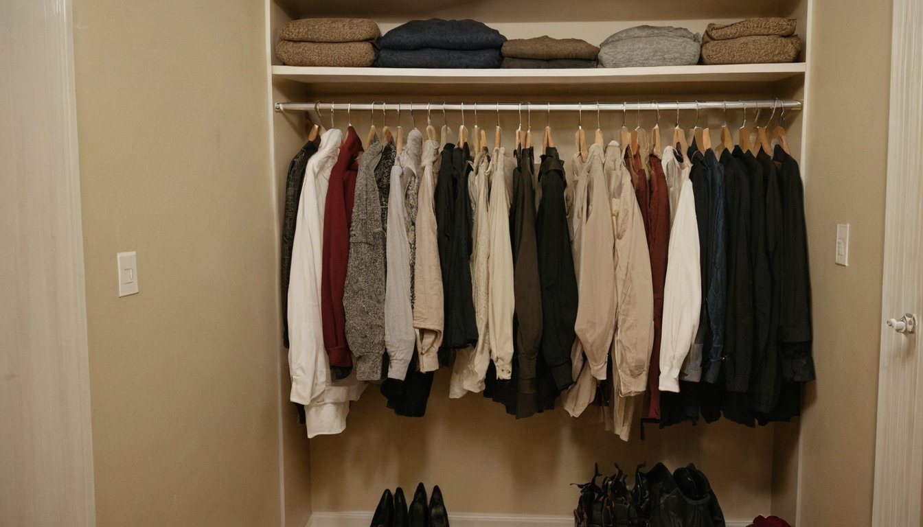 Which closet layout fits the most clothes: single-hang, double-hang, or split storage editorial visual